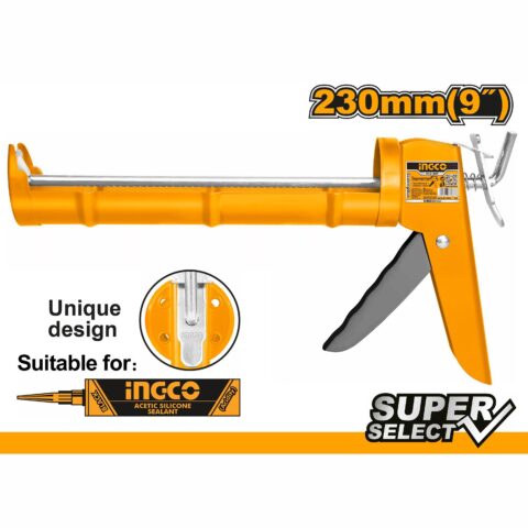 9"/230mm Industrial Grade Caulking Silicon Sealant Gun 9" Ø51mm w/ Teeth HCG1809 ING-HT