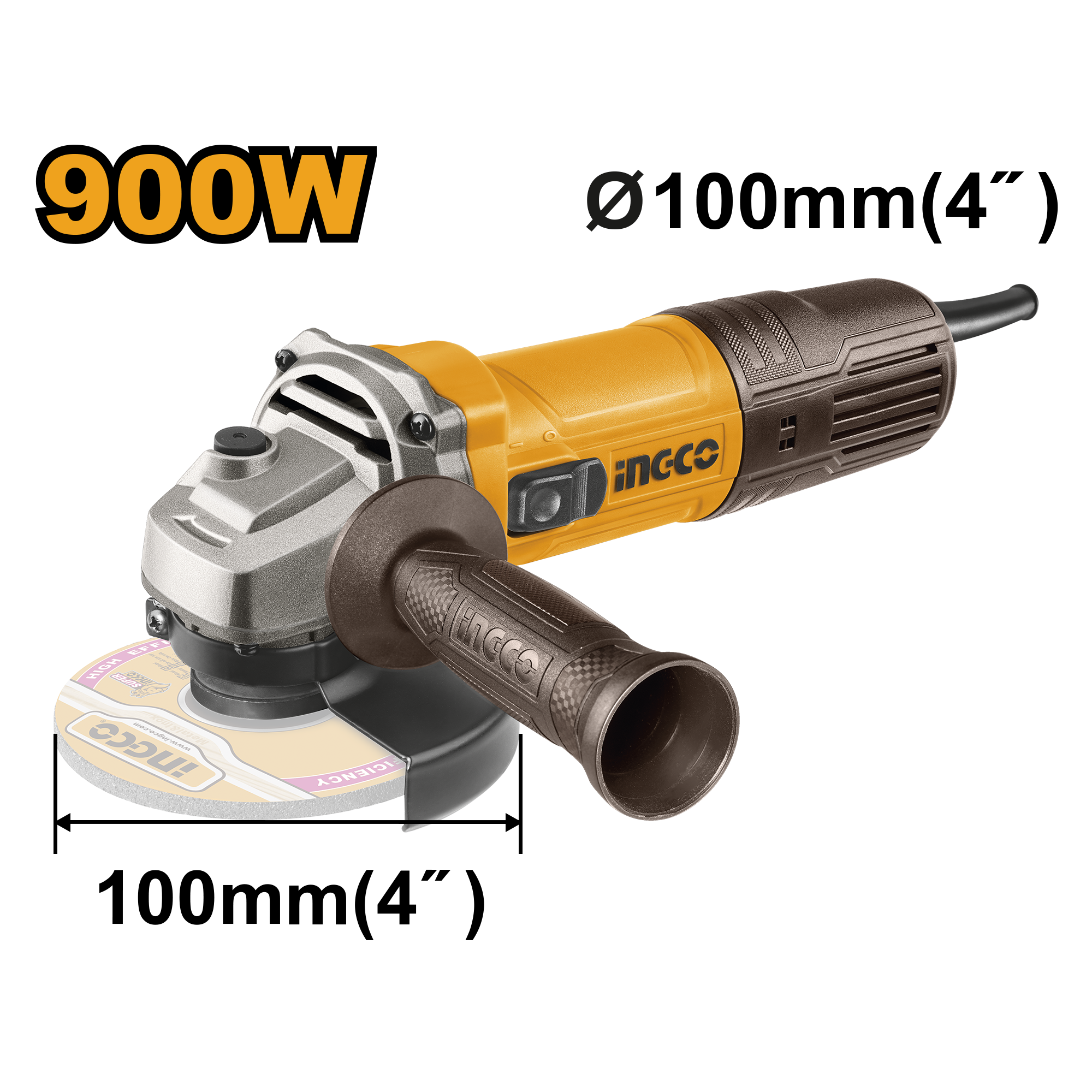 4inch Angle Grinder 900W (Voltage: 220-240V~50/60Hz) AG900283P ING-PT - Image 2