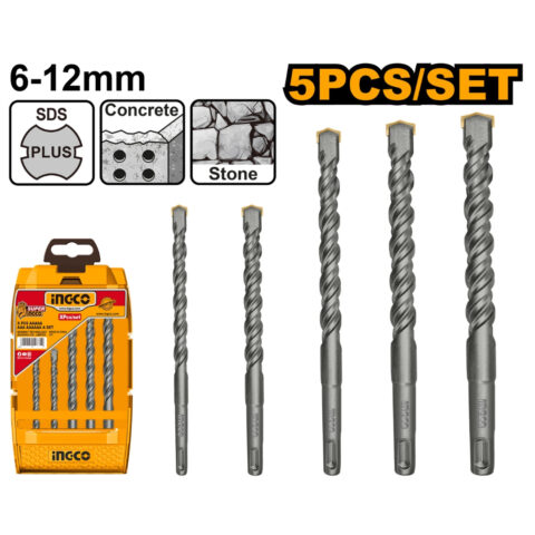 5 Pcs SDS Plus Hammer Drill Bits Set AKD2052 ING-AC