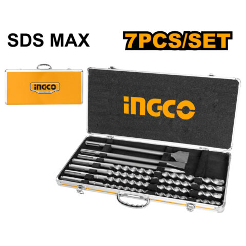 7pcs SDS Max Hammer Drill Bit and Chisel Set AKD5075 ING-AC