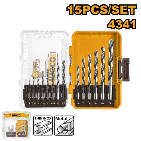 Ingco  15PCS/Set 4341 HSS Drill Bits Set for Metal AKDL51506 ING-HT