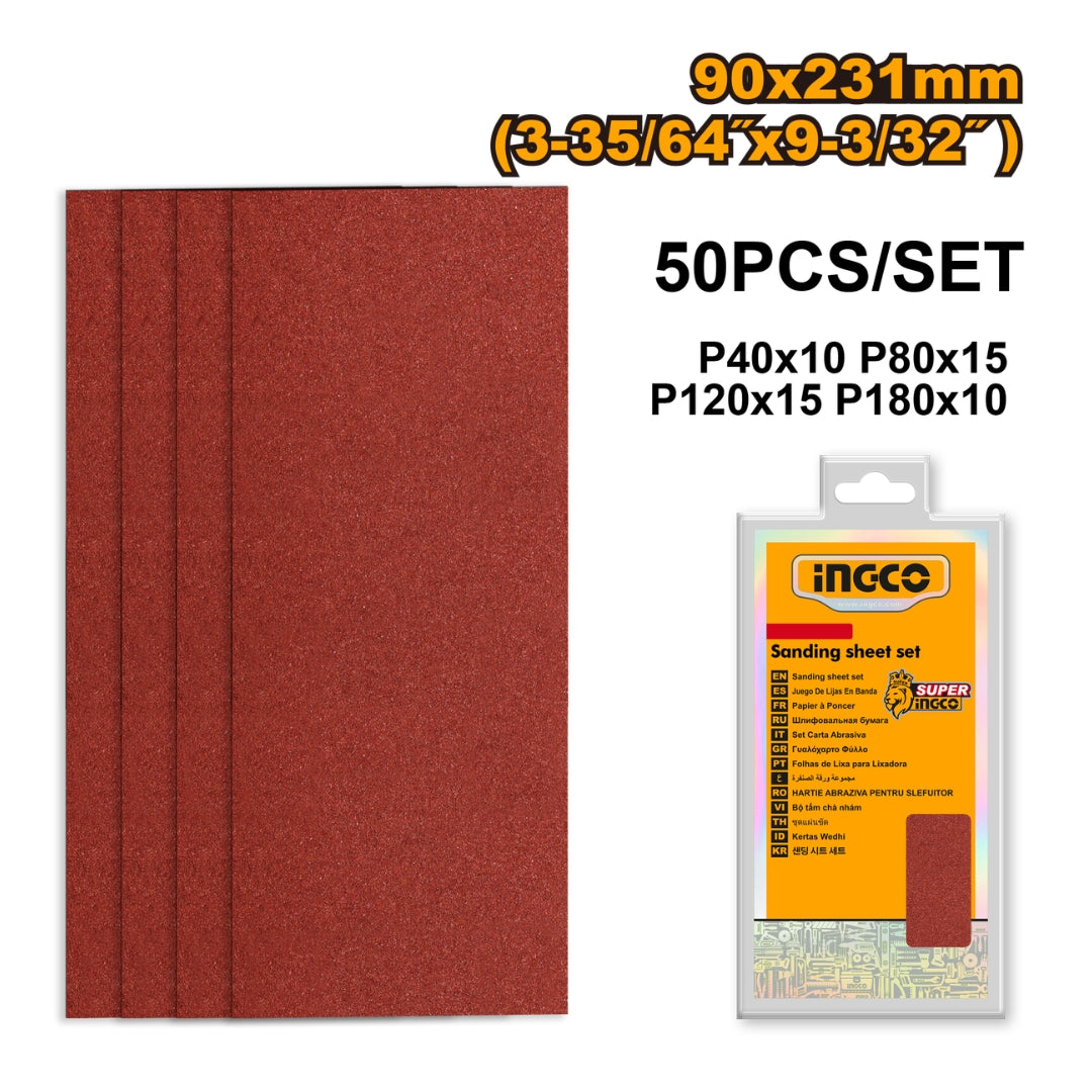 50PCS Sanding Sheet Set P40-P180 Abrasive Finishing Sandpaper Pad ING-AC