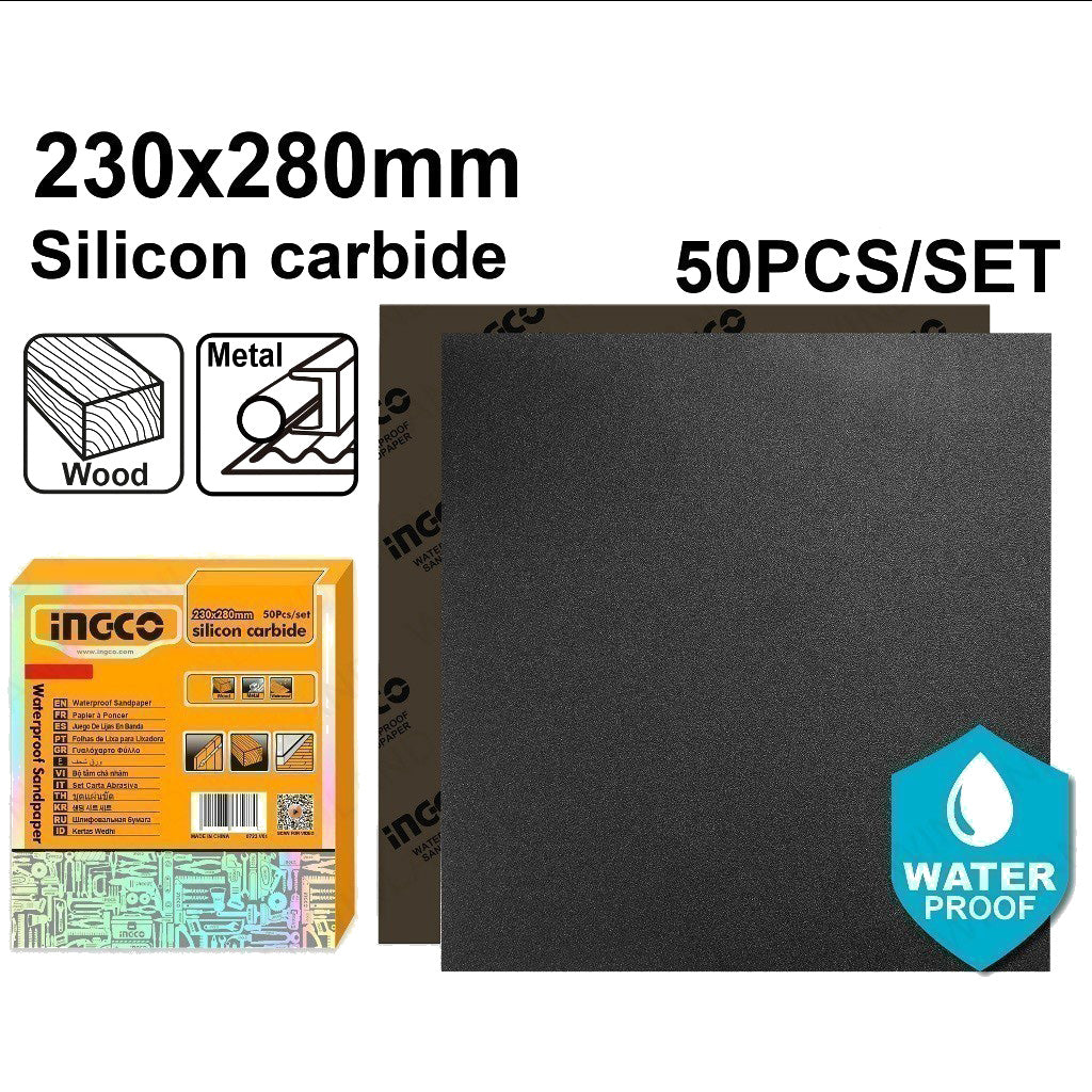 Silicon Carbide Waterproof Sandpaper Size:230x280mm Grit:P60-P2000 50pcs/Set ING-CO - Image 2