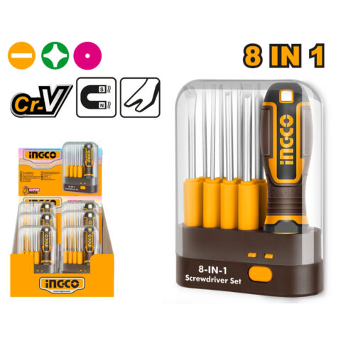 8 in 1 Universal Screwdriver Set (9 Pieces Set) Interchangeable AKISD0901 ING-AC