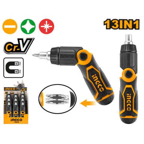 13-in-1 Ratchet Screwdriver Set CR-V Folding Handle AKISD1208 ING-AC