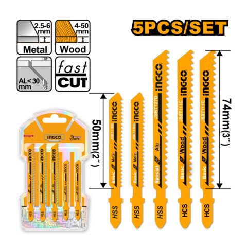 5PCS/Set Jig Saw Blade Set Suitable for Wood, Metal & Alu AKJ0051 ING-AC