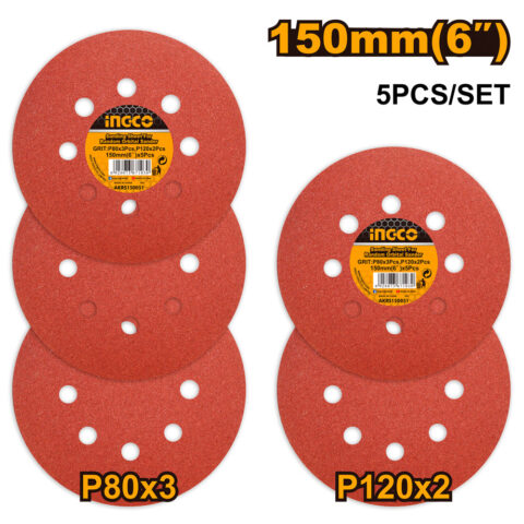 5Pcs / Set Sanding Sheet for Random Orbit Sander AKRS150051 ING-CO