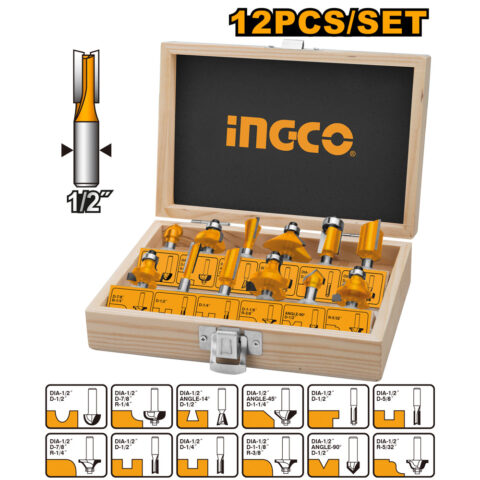 12Pcs Router Bits 1/2-Inch AKRT12121 ING-AC