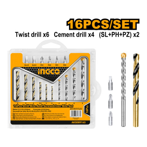 16Pcs Drill Bits Set & Screwdriver Bits Set AKSDB9165 ING-AC