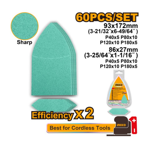 50PCS-60PCS/SET Sanding Sheet for Orbital Sander & Palm Sander(Green) ING-AC