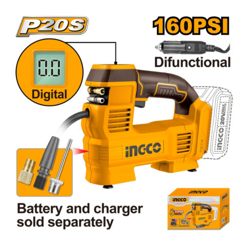 P20S/20V Lithium-Ion Cordless Auto Air Compressor 160PSI/11 CACLI2012 ING-COR