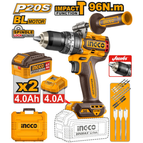 Ingco P20S 20V Cordless Impact Drill 96Nm Lithium-Ion - CIDLI209686 ING-CT