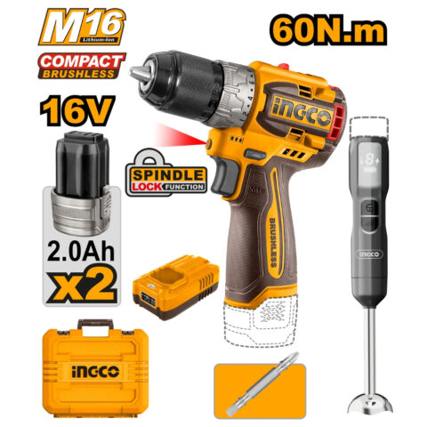 2 PCS Combo Kit 16V M16 Cordless Screwdriver + Mixer CKLI1628 ING-HT