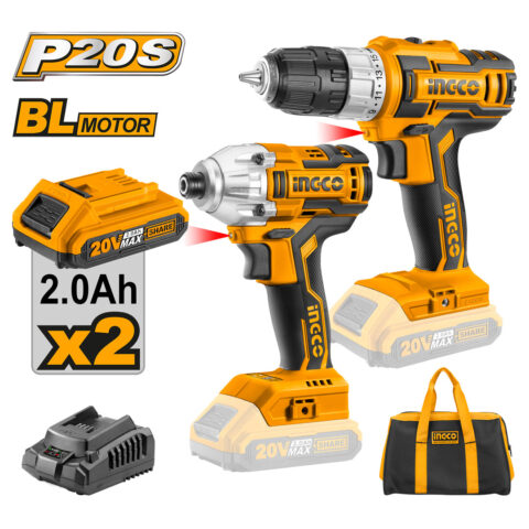 P20S 20V Lithium-Ion Cordless Combo Kit Cordless Drill + Impact Driver CKLI2006 ING-COR