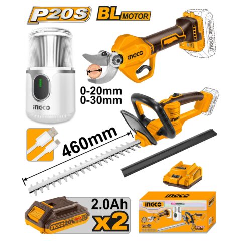 Ingco P20S/20V Lithium-Ion Cordless Set of 3 Pieces Combo Kit COSLI240688 ING-COR
