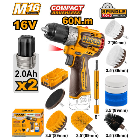 16V/M16 Combo Kit Lithium-Ion Cordless Drill with 11PCS Cleaning Brush COSLI240786 ING-COR