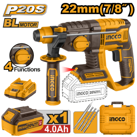 Ingco P20 Series Li-Ion 20V Cordless Rotary Hammer CRHLI20208 | CRHLI202081 | CRHLI212282 (ICT)