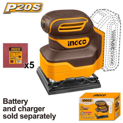 Lithium-Ion Cordless Sheet Sander 20V P20S with 5pcs Sandpaper ING-COR