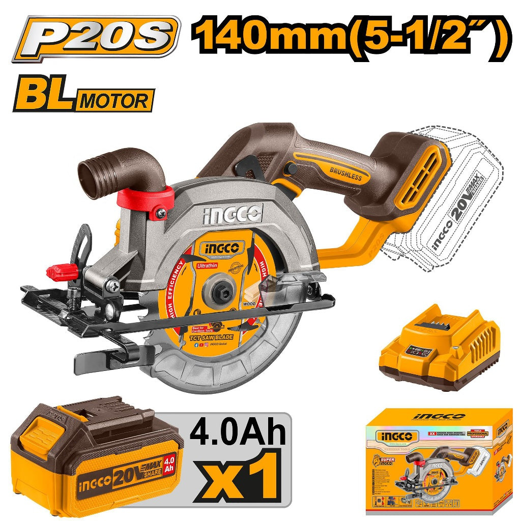 P20S/20V Lithium-Ion Cordless Circular Saw with Blower & Brushless Motor CSLI14021/CSLI1402 ING-COR - Image 2