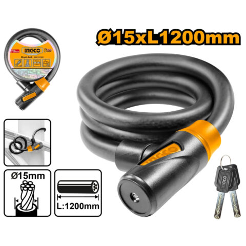 15 x 1200mm PVC Coated Braided Bicycle Lock with 2-Iron Keys DBK151201 ING-AC