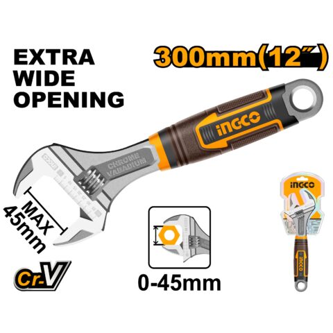 Industrial Adjustable Wrench CR-V Style Two Tone Soft Handle HADW131128 ING-HT