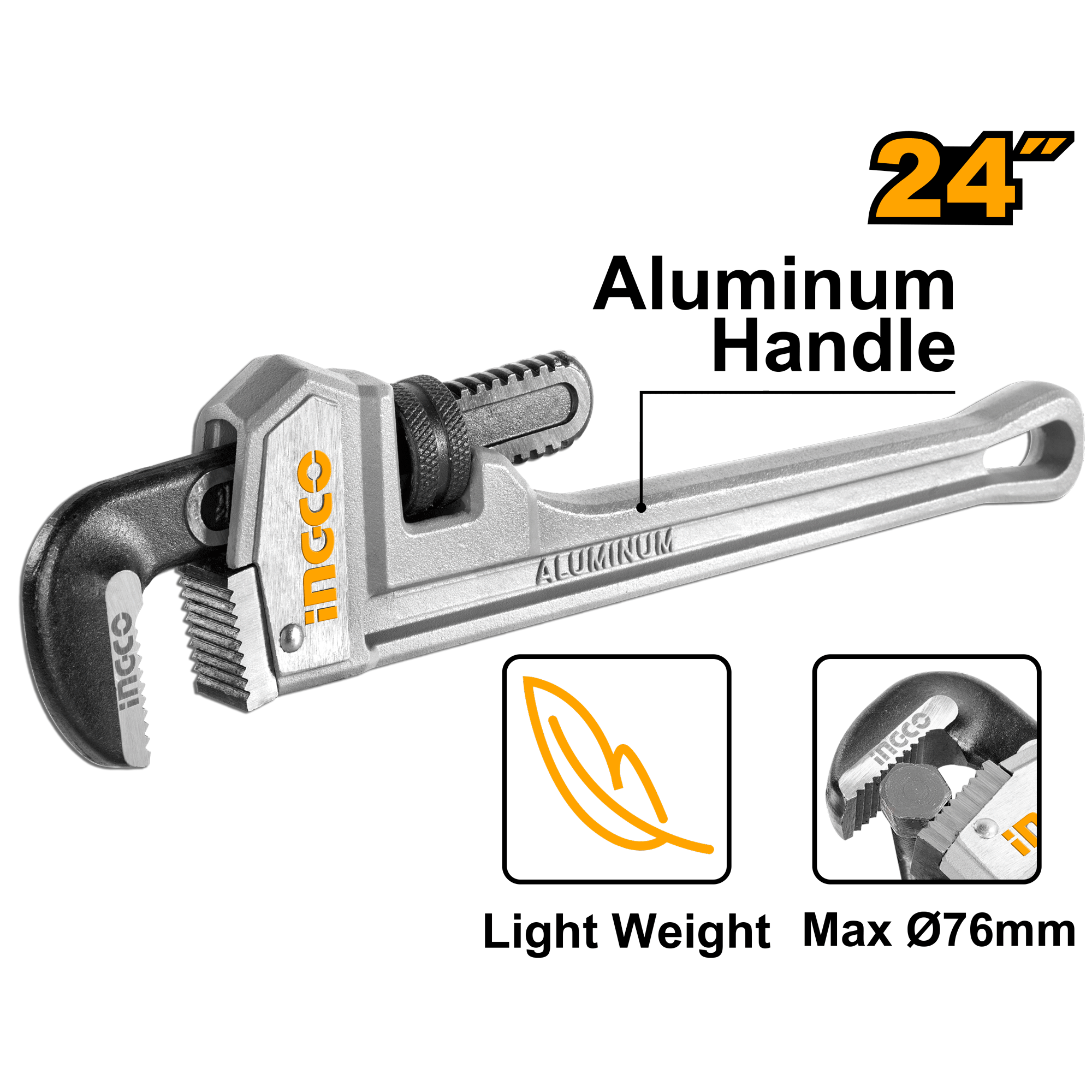 Pipe Wrench 24 Inch Aluminum Handle HALPW0124 ING-HT - Image 3
