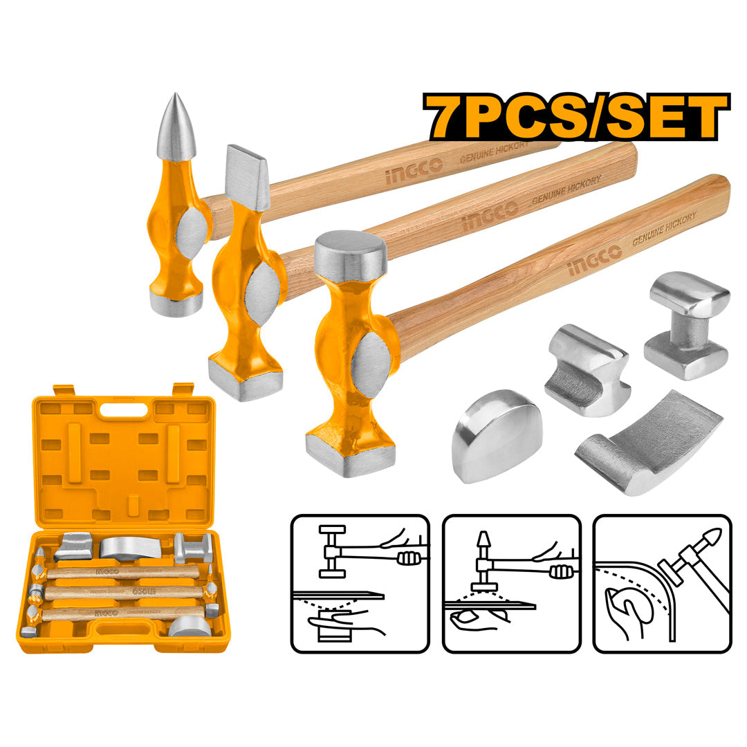 7pcs Body and Fender Hammer Set (Heavy Duty) HBAFH0711 / HBAFH0712 ING-HT