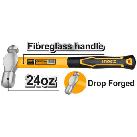 Ball Peen Hammer 660g / 24oz Fiberglass Handle Hammer Tool HBPH88024 ING-HT