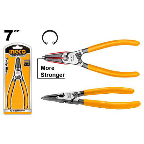 7"/180mm Straight External & Interior Seeger Ring Circlip Pliers with Spring ING-HT