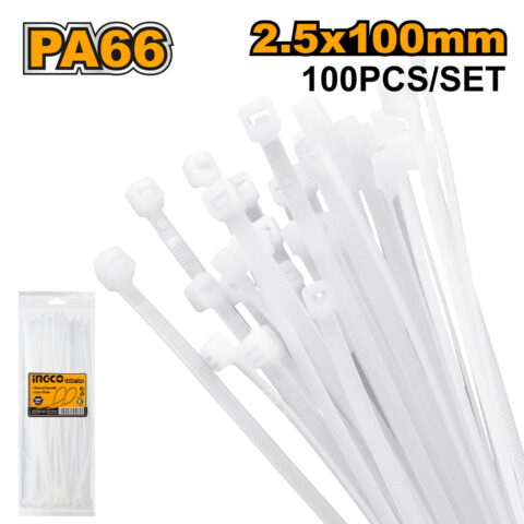 Ingco 100 pcs/pack Cable Tie White 100mm to 760mm HCT (IHT)