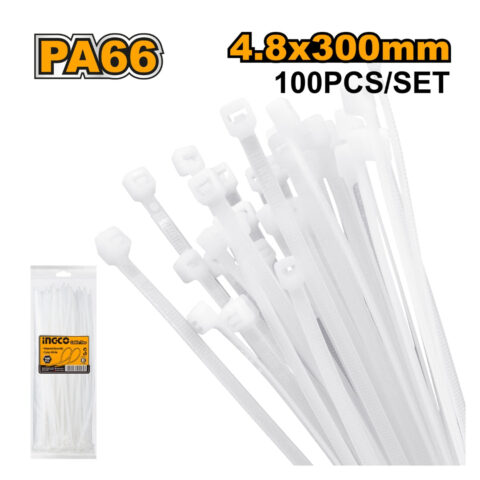 100 Pcs Cable Ties 4.8 x 300mm White HCT3002 ING-CO