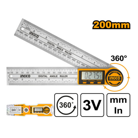 Stainless Steel Digital Angle Ruler 0-200mm (7") HDAR20701 ING-MT