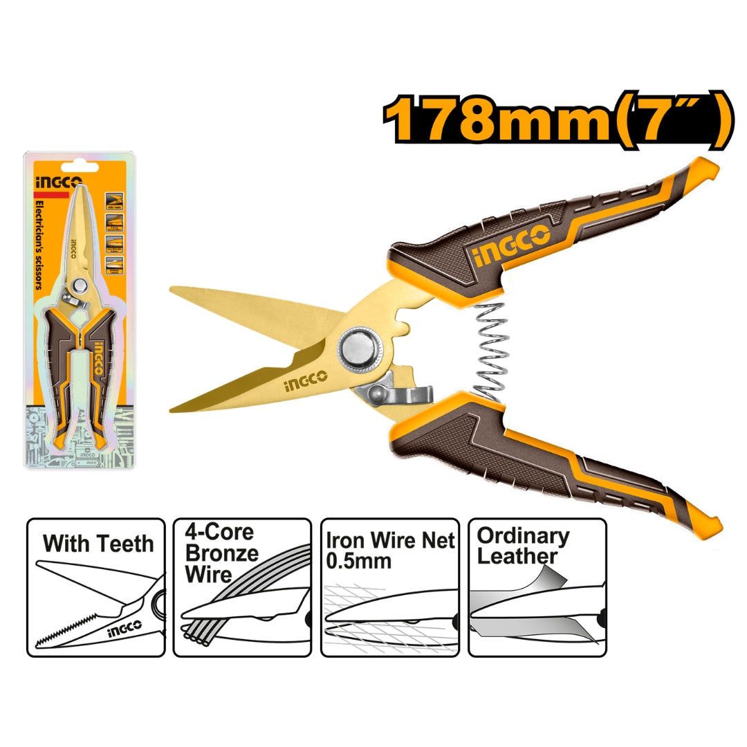 7 Inch Electrician's Scissors HES0187 ING-HT