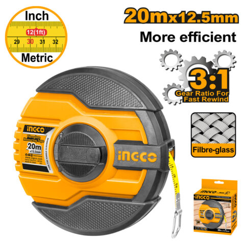 Tape Measure Fibreglass 20m x 12.5Mm Metric & Imperial HFMT8320 ING-MT