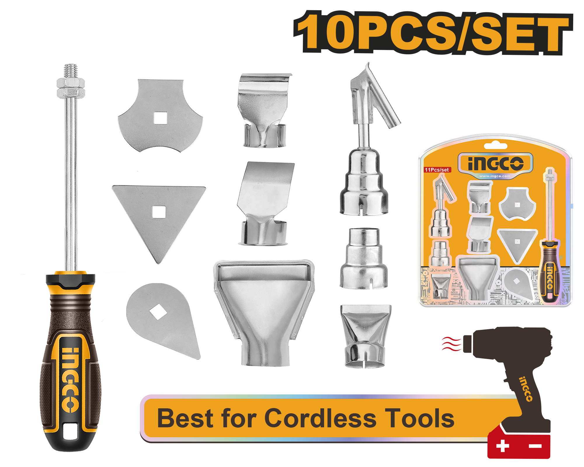 10PCS/SET Heat Gun Accessories Best for Cordless Tools HGA0131 ING-COR - Image 2