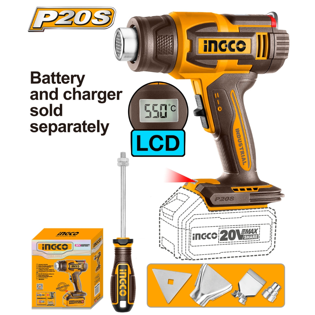 P20S/20V Lithium-Ion Cordless Heat Gun Temperature 30-550°C HGLI20035/HGLI2003 ING-CT