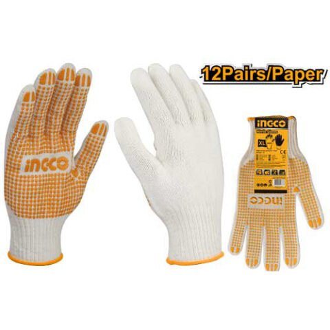 Knitted Cotton Gloves with PVC Dots HGVK05 ING-SE