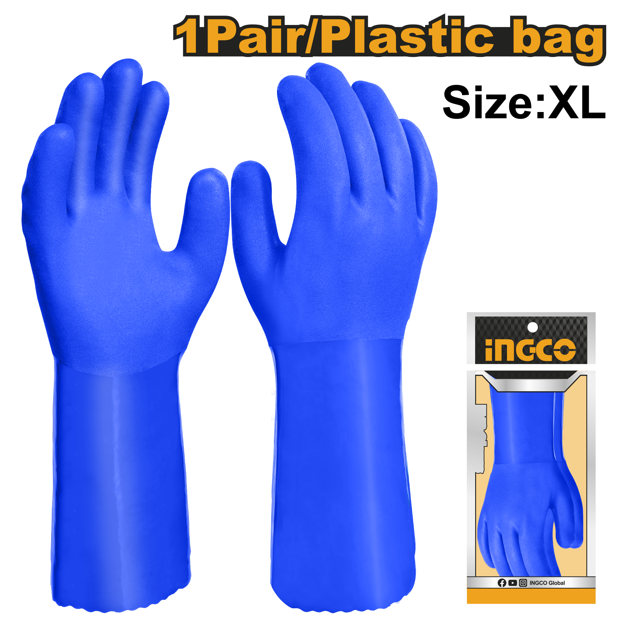 PVC Safety Gloves 32cm HGVP04 Cleaner Cleaning ING-SE