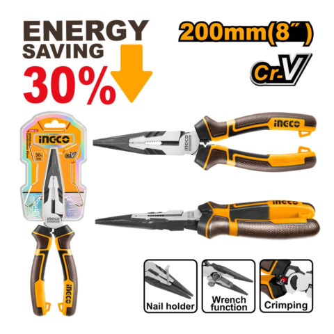 8 Inch High Leverage Long Nose Pliers CR-V HHLNP28200 ING-HT