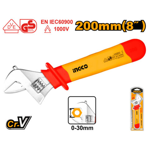 8 Inch Insulated Adjustable Wrench HIADW081 ING-HT