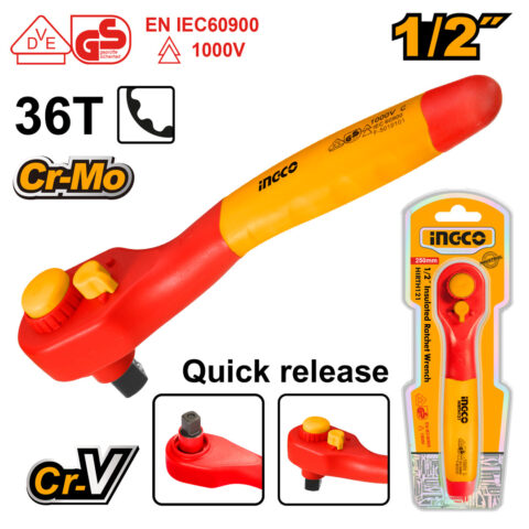Insulated Ratchet Wrench 1/2 Inch 250mm Cr-V HIRTH121 ING-HT