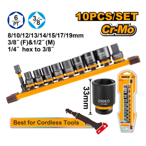 Ingco 10PCS/Set 3/8inches Dr. Impact Socket Set HKISSD38104 ING-HT