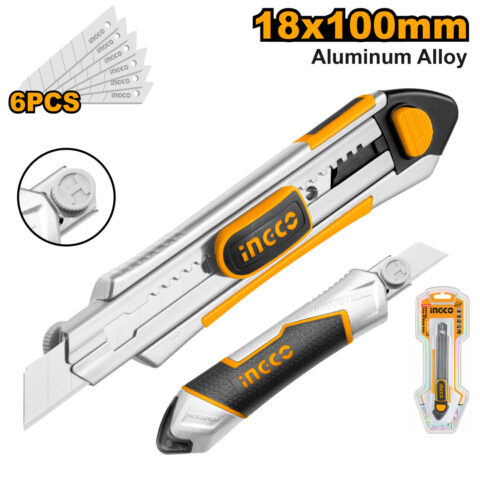 Snap Off Blades Knife Aluminum Alloy Shell with 6Pcs SK5 Blades HKNS1808 ING-AC