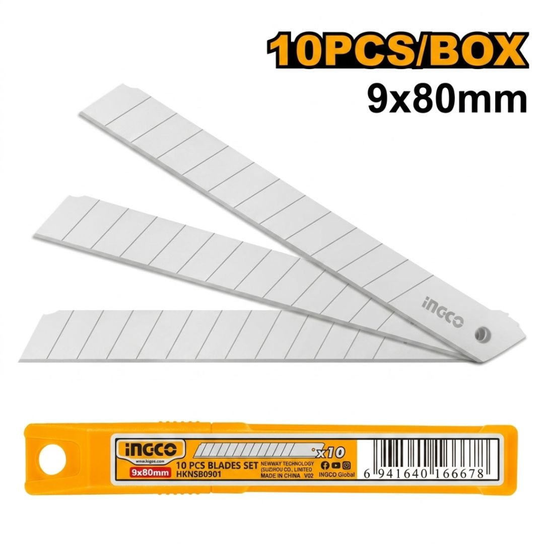 10 Pcs 9 x 80mm Spare Blade Utility Knife Blades Set HKNSB0901 ING-HT
