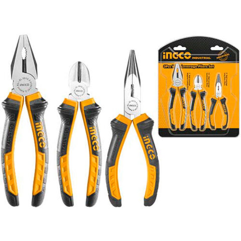 3 Pcs CR-V Pliers Set Long Nose Combination Plier Cut HKPS08318 ING-HT