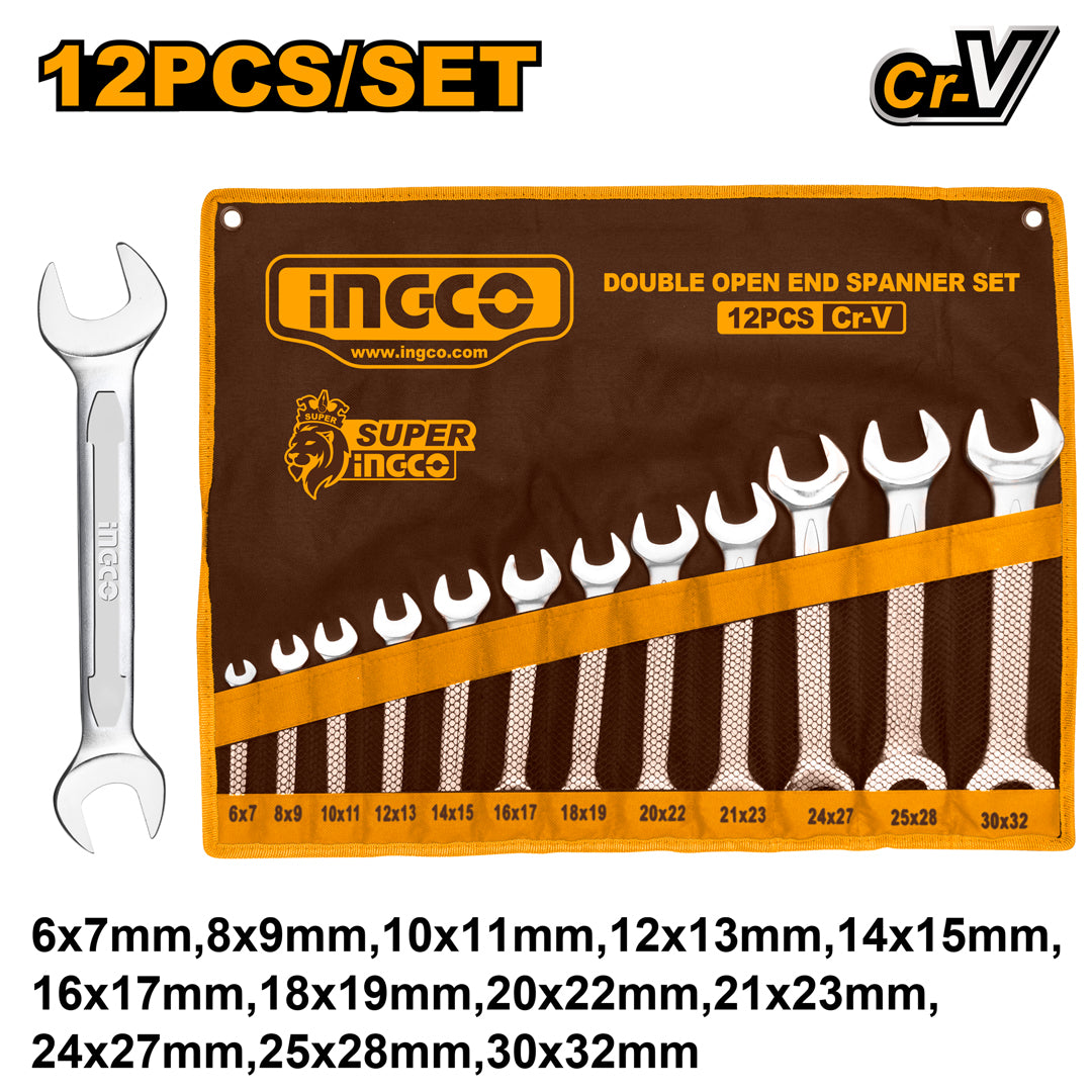 12 Pcs Double Open End Spanner Set HKSPA2142 ING-HT