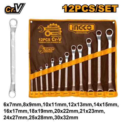 Industrial 12Pcs Offset Ring Spanner Set 6-32mm HKSPA3142 ING-HT