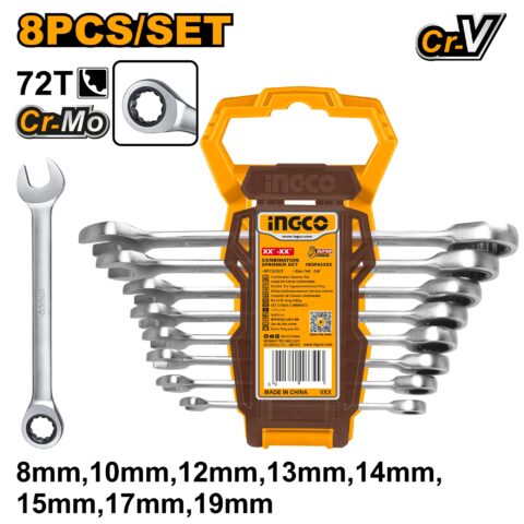 Industrial 8 Pcs Ratchet Spanner Set 8-18mm HKSPAR1082 ING-HT