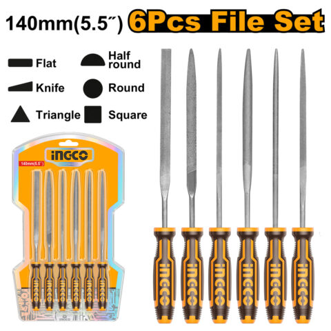 6 Pcs File Set 5.5 Inch HKTF63 ING-HT