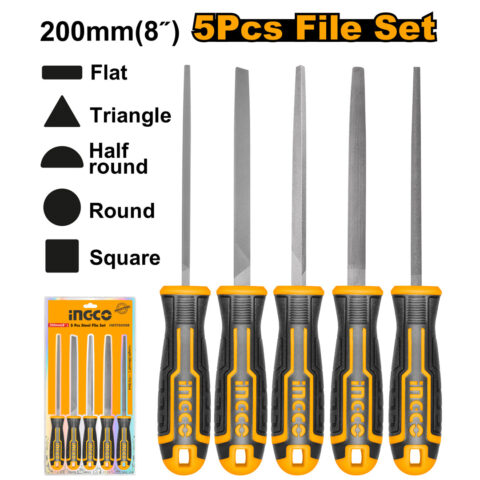 5 Pcs Industrial Steel File Set T12 Steel 8" (200mm) HKTFS0508 ING-HT